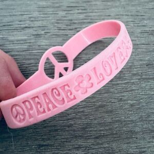 Pink Peace Love Silicone Wristband Bracelet